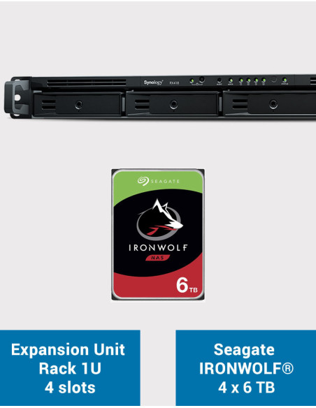 Synology RX418 Unidad de expansión Rackstation 1U IRONWOLF 24TB (4x6TB)