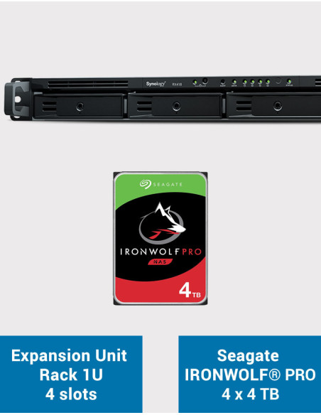 Synology RX418 Unidad de expansión Rackstation 1U IRONWOLF PRO 16TB (4x4TB)