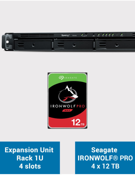 Synology RX418 Unité d'extension Rack 1U IRONWOLF PRO 48To (4x12To)