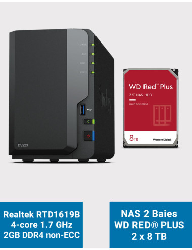 Synology DS223 NAS Server WD RED PLUS 16TB (2x8TB)