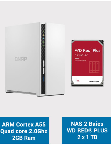QNAP TS-233 Serveur NAS WD RED PLUS 2To (2x1To)