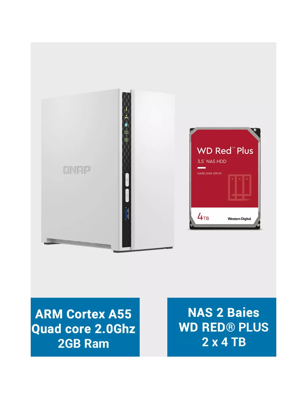 QNAP TS-233 Servidor NAS WD RED PLUS 8TB (2x4TB)