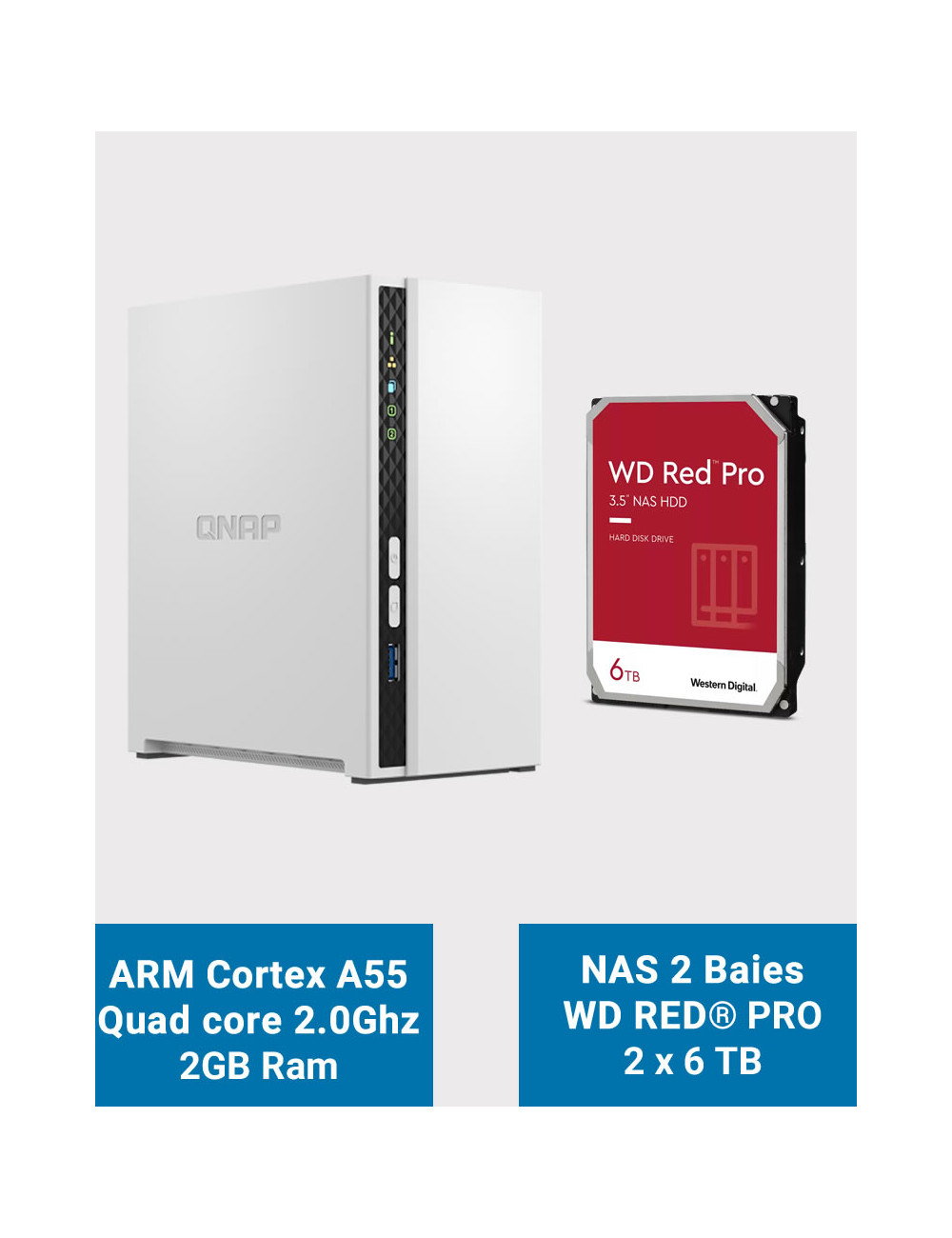 QNAP TS-233 Serveur NAS WD RED PRO 12To (2x6To)