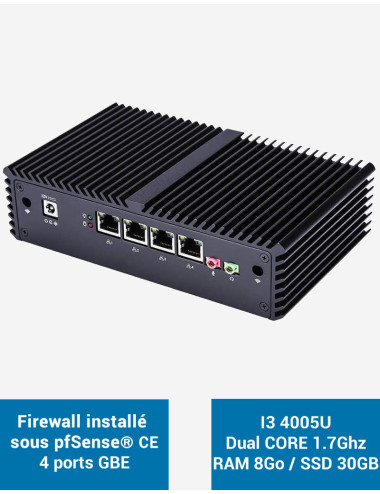 Firewall pfSense® Q3x I3 4005U 4 puertos Gigabit 8GB SSD 30GB