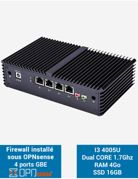 Firewall OPNsense® Q3x I3 4005U 4 ports Gigabit 4GB SSD 16GB