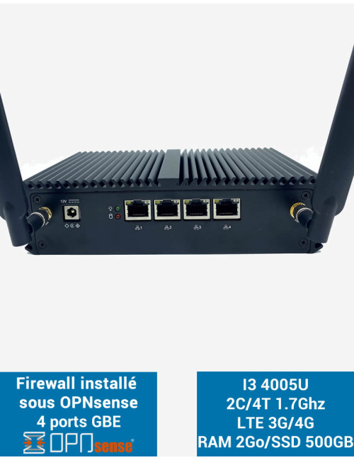 Firewall OPNsense® Q3x I3 4005U 4 ports Gigabit LTE 4G 2GB SSD 500GB