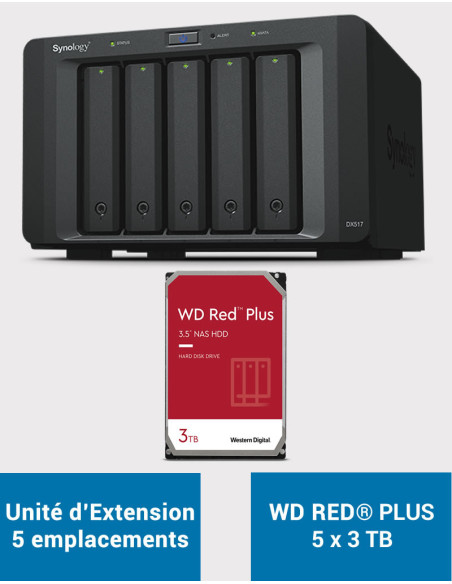 Synology DX517 Unidad de expansión WD RED PLUS 15TB (5x3TB)