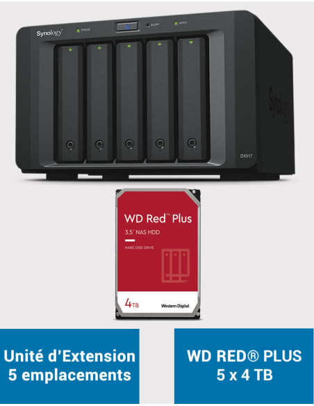 Synology DX517 Unité d'extension WD RED PLUS 20To (5x4To)