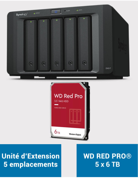 Synology DX517 Unidad de expansión WD RED PRO 30TB (5x6TB)