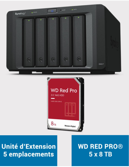 Synology DX517 Unité d'extension WD RED PRO 40To (5x8To)