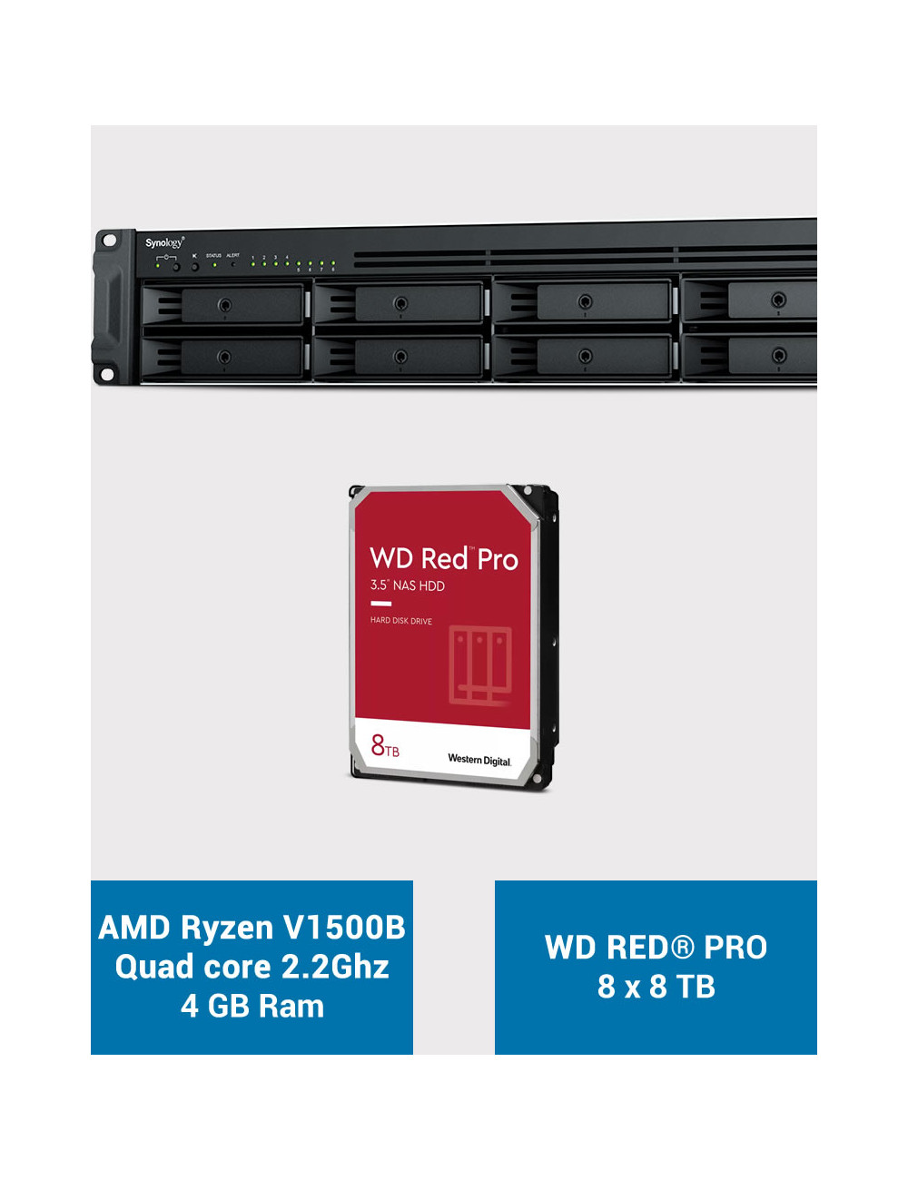 Synology RS1221+ NAS Rack Server WD RED PRO 64TB (8x8TB)