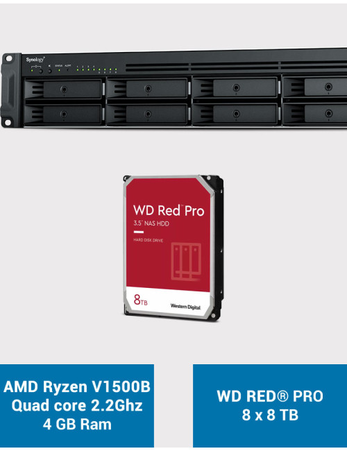 Synology RS1221+ Servidor NAS Rack WD RED PRO 64TB (8x8TB)