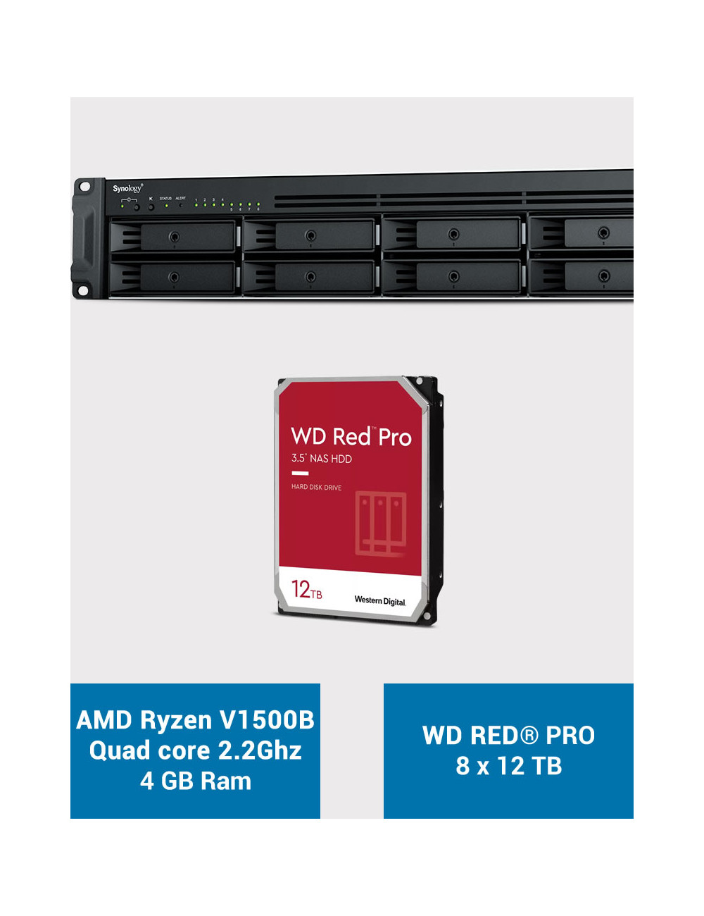 Synology RS1221+ Serveur NAS Rack WD RED PRO 96To (8x12To)