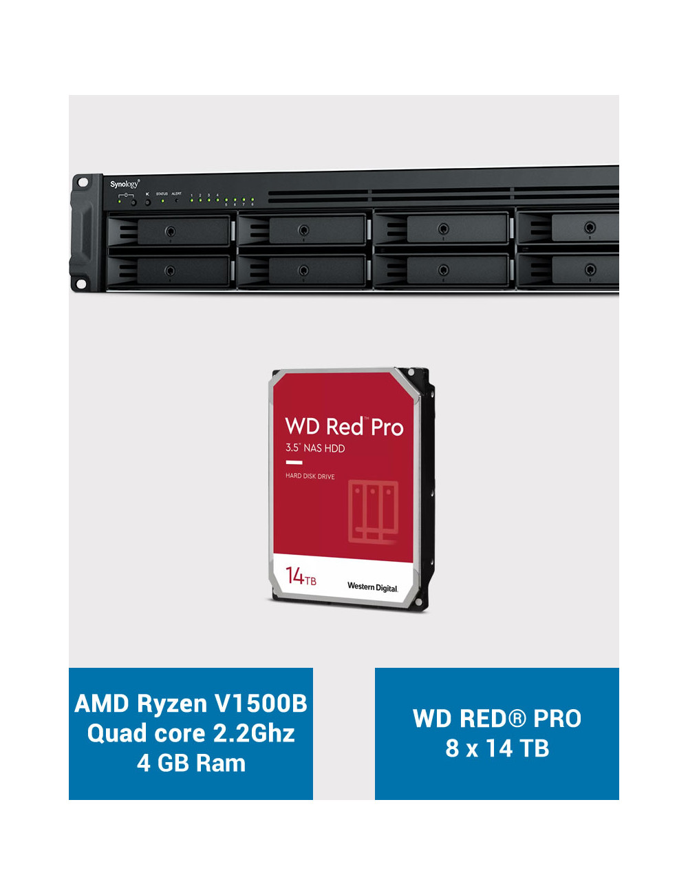 Synology RS1221+ Serveur NAS Rack WD RED PRO 112To (8x14To)