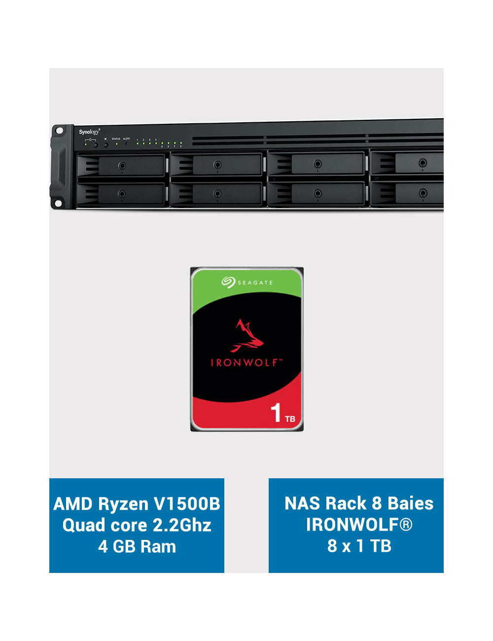 Synology RS1221+ Serveur NAS Rack IRONWOLF 8To (8x1To)