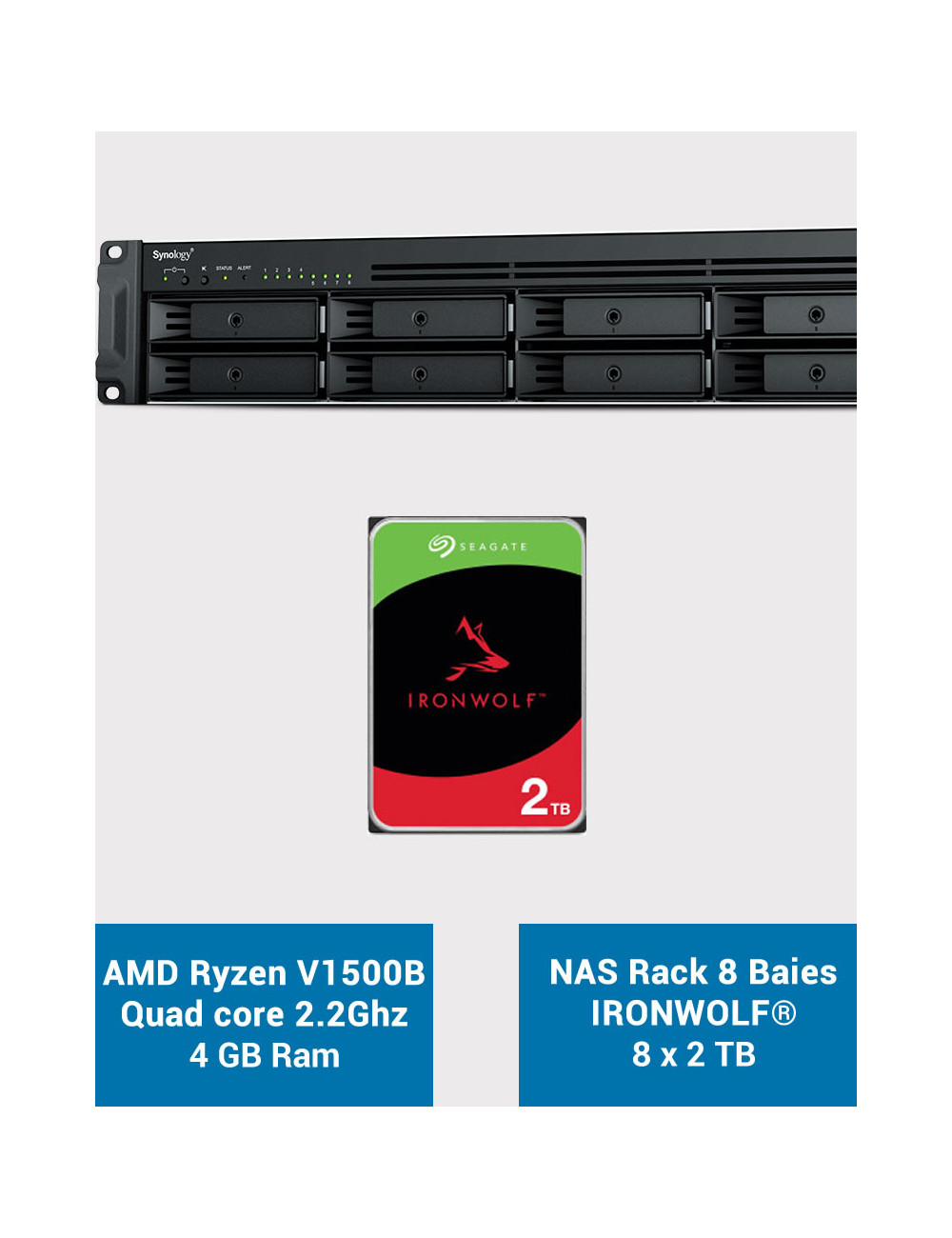 Synology RS1221+ Serveur NAS Rack IRONWOLF 16To (8x2To)