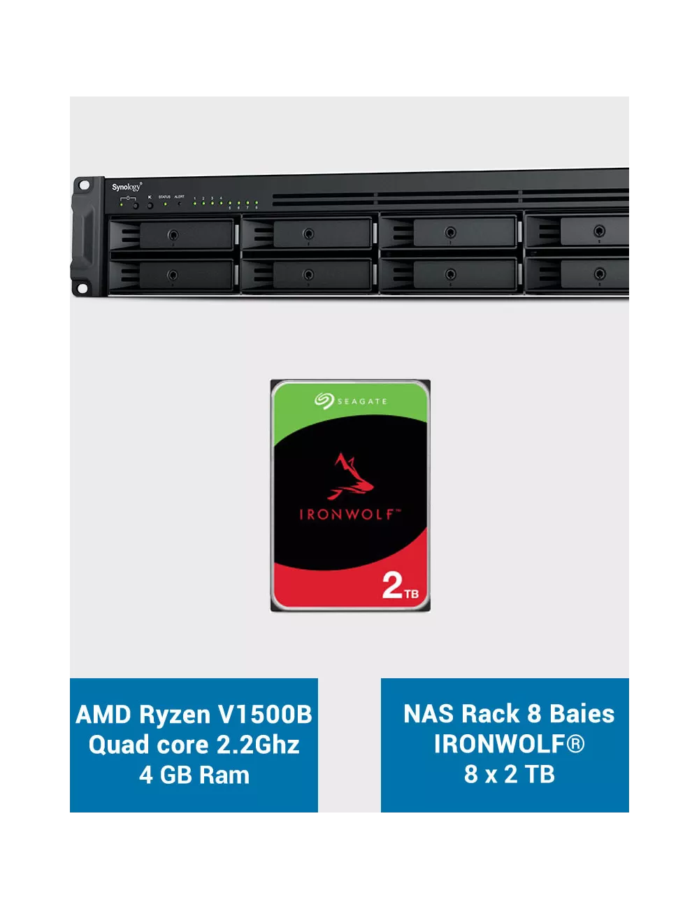 Synology RS1221+ Servidor NAS Rack IRONWOLF 16TB (8x2TB)