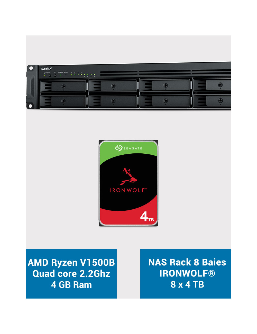 Synology RS1221+ Serveur NAS Rack IRONWOLF 32To (8x4To)
