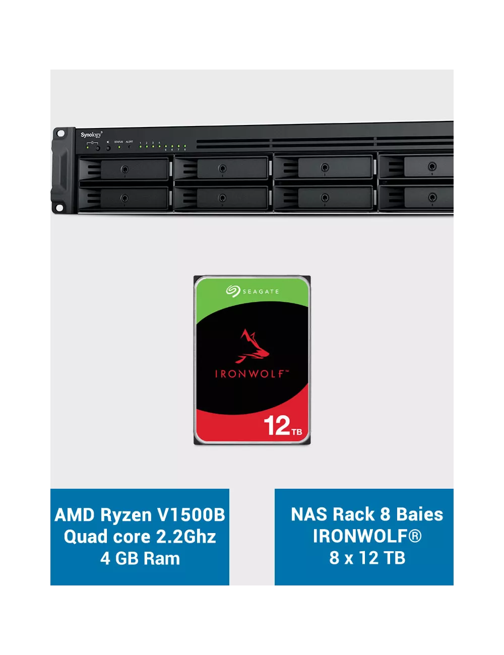 Synology RS1221+ Servidor NAS Rack IRONWOLF 96TB (8x12TB)