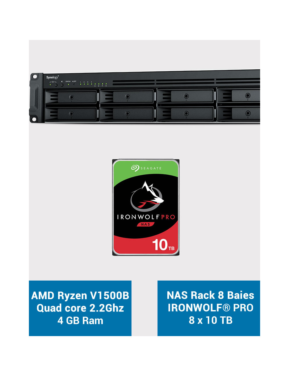Synology RS1221+ Serveur NAS Rack IRONWOLF PRO 80To (8x10To)