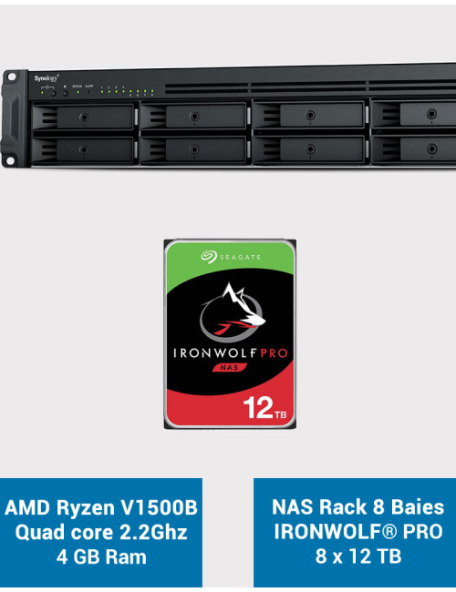 Synology RS1221+ Serveur NAS Rack IRONWOLF PRO 96To (8x12To)