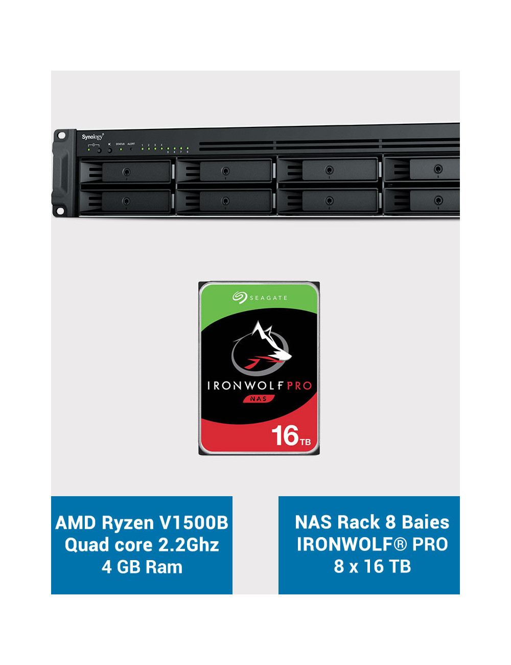 Synology RS1221+ Serveur NAS Rack IRONWOLF PRO 128To (8x16To)