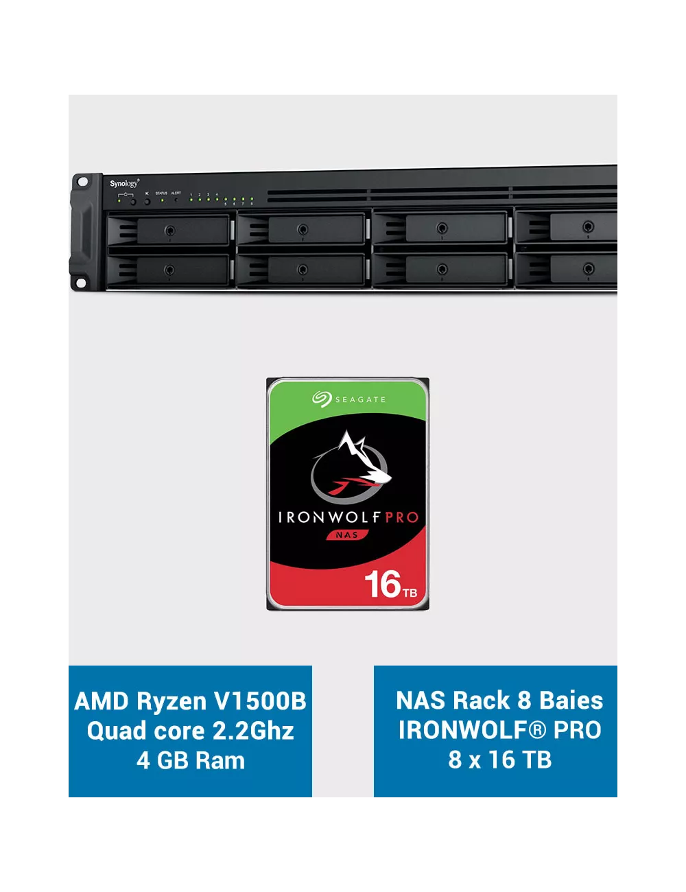 Synology RS1221+ Servidor NAS Rack IRONWOLF PRO 128TB (8x16TB)