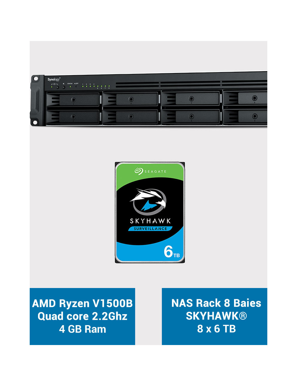 Synology RS1221+ Serveur NAS Rack SKYHAWK 48To (8x6To)