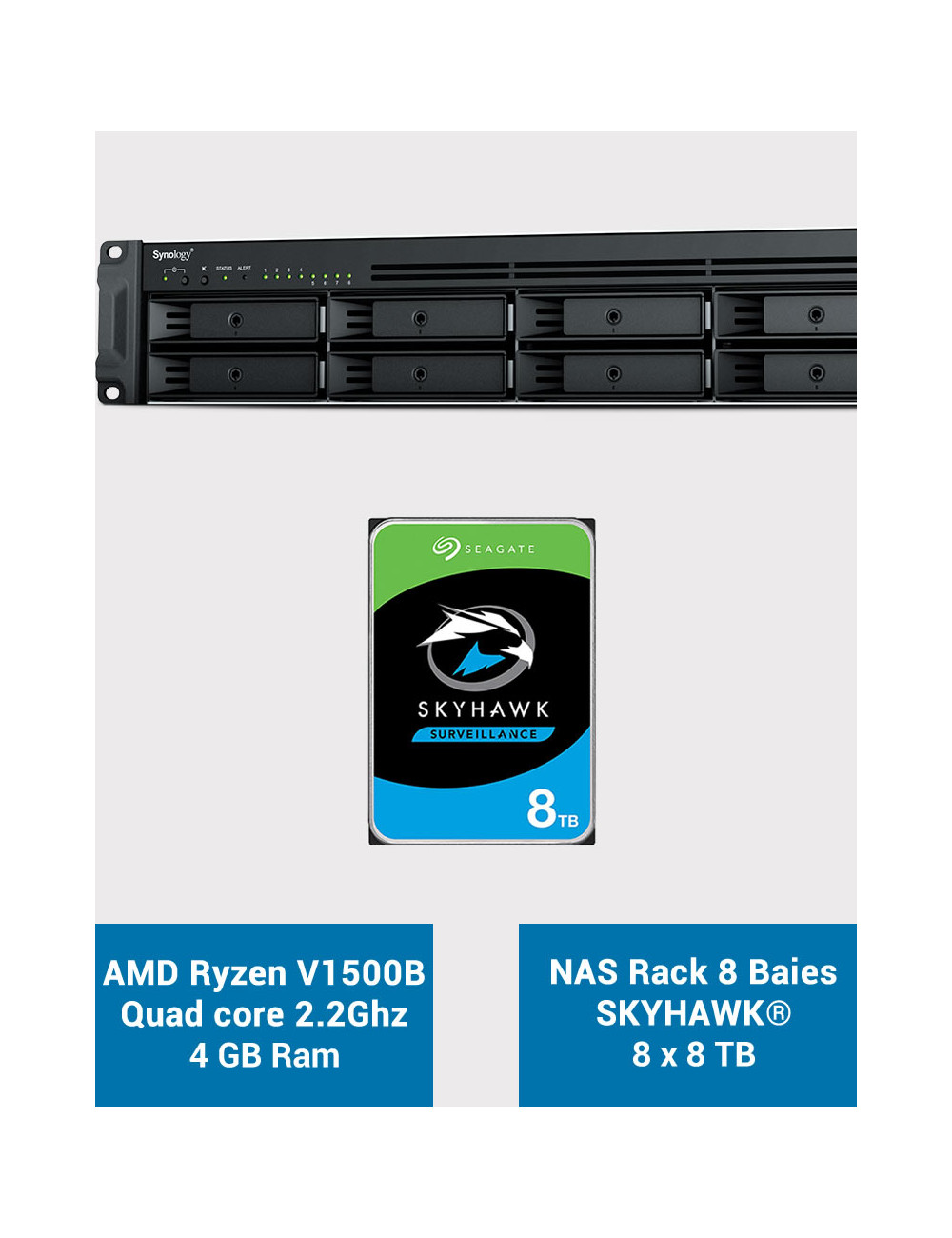 Synology RS1221+ Serveur NAS Rack SKYHAWK 64To (8x8To)