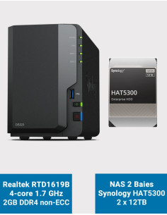 Synology DS223 Servidor NAS HAT5300 24TB (2x12TB)