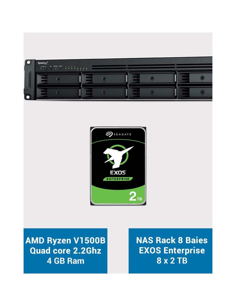 Synology RS1221+ Serveur NAS Rack EXOS Enterprise 16To (8x2To)