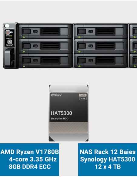 Synology RS2423+ NAS Server Rack 2U 12-Bay HAT5300 48TB (12x4TB)