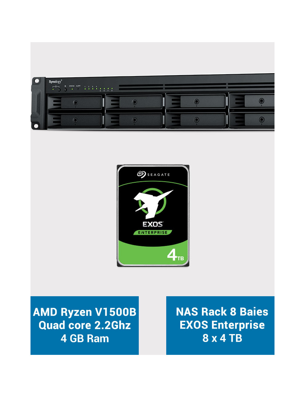 Synology RS1221+ Serveur NAS Rack EXOS Enterprise 32To (8x4To)
