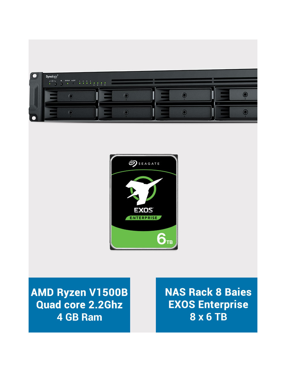 Synology RS1221+ Serveur NAS Rack EXOS Enterprise 48To (8x6To)