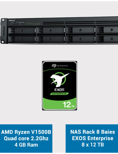 Synology RS1221+ Serveur NAS Rack EXOS Enterprise 96To (8x12To)