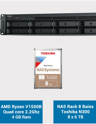 Synology RS1221+ Serveur NAS Rack Toshiba N300 48To (8x6To)