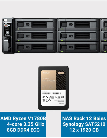 Synology RS2423+ Serveur NAS Rack 2U SAT5210 23.04To (12x1920Go)