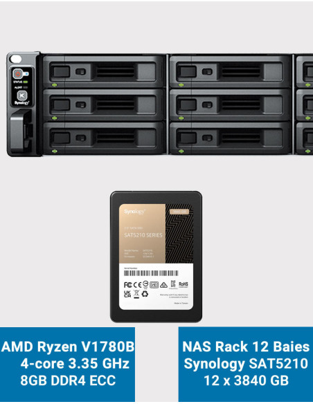 Synology RS2423+ Servidor NAS Rack 2U SAT5210 46.08TB (12x3840GB)