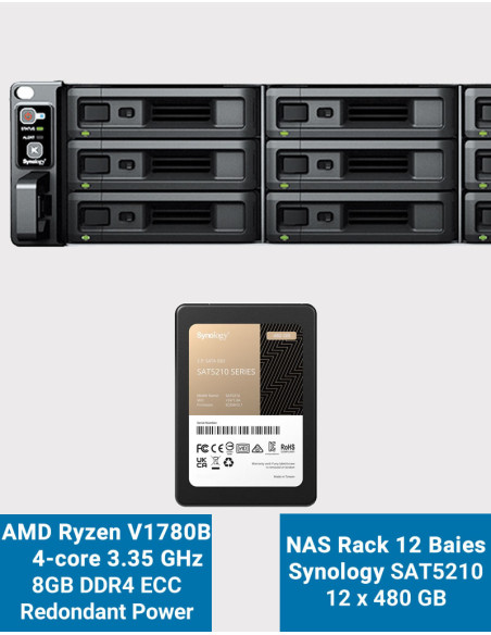 Synology RS2423RP+ Servidor NAS Rack 2U SAT5210 5.76TB (12x480GB)
