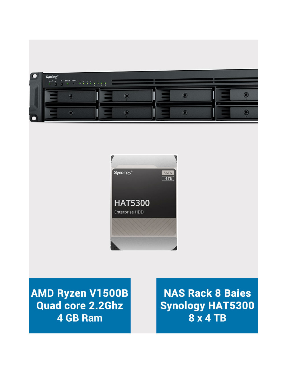 Synology RS1221+ Serveur NAS Rack HAT5300 32To (8x4To)