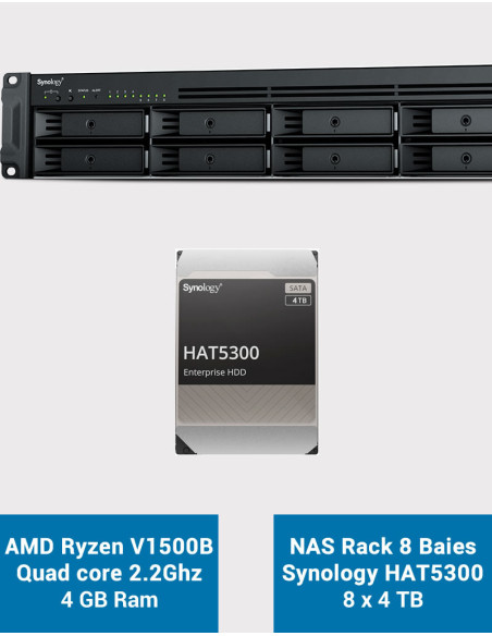 Synology RS1221+ Serveur NAS Rack HAT5300 32To (8x4To)