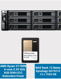 Synology RS2423RP+ Servidor NAS Rack 2U SAT5210 23.04TB (12x1920GB)