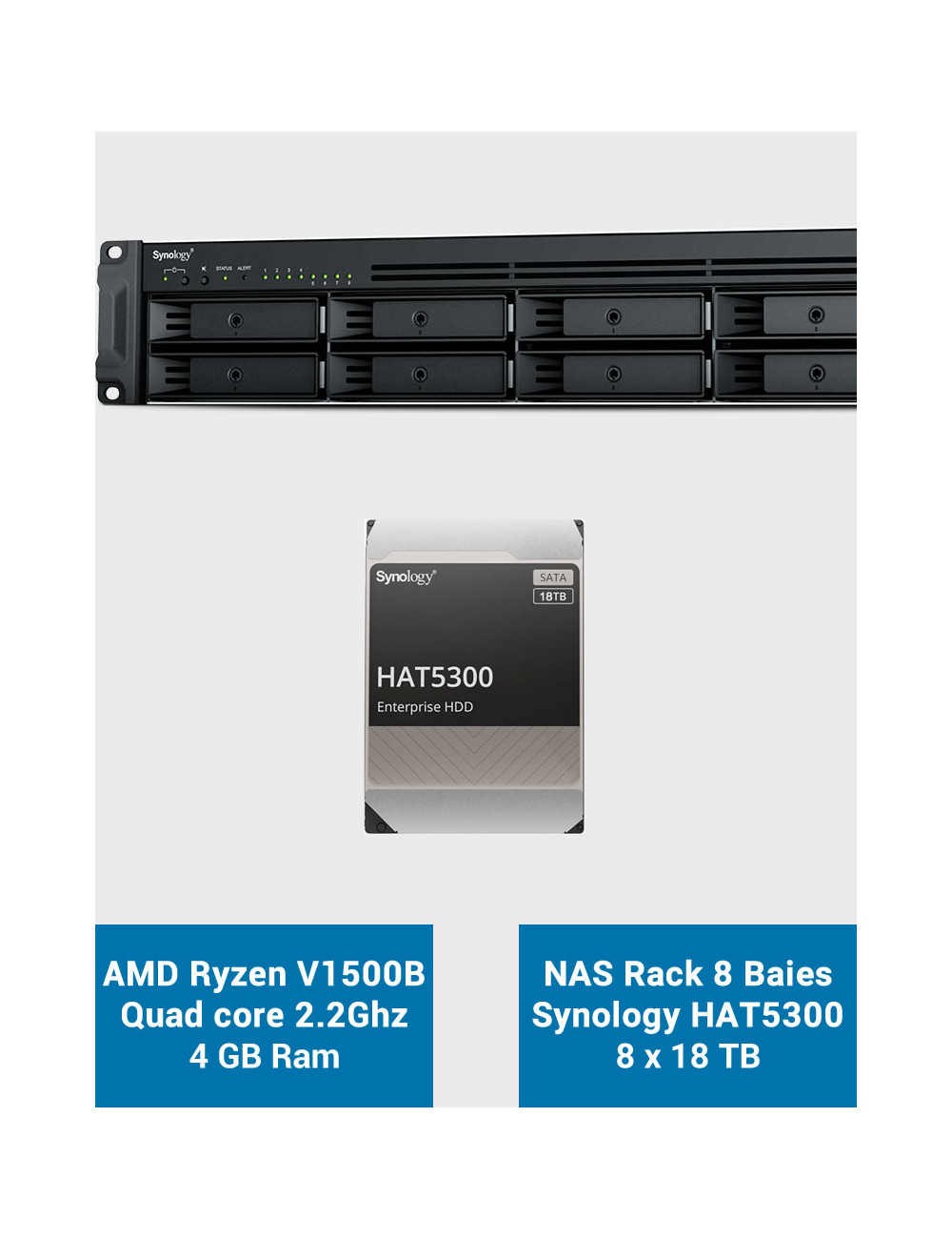 Synology RS1221+ Servidor NAS Rack HAT5300 144TB (8x18TB)
