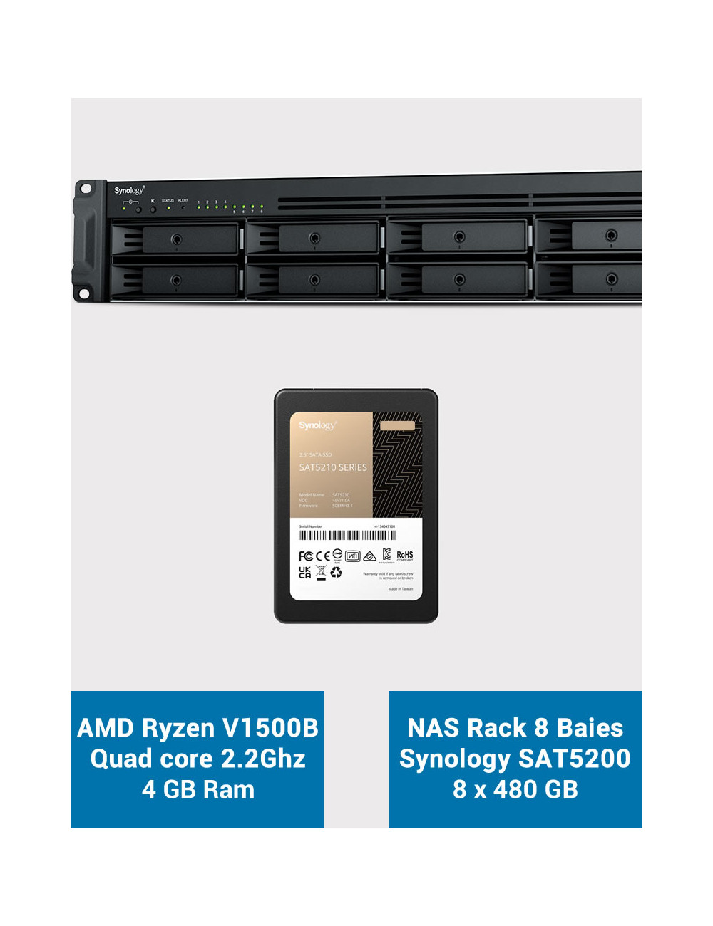Synology RS1221+ NAS Rack Server SAT5200 3.84TB (8x480GB)