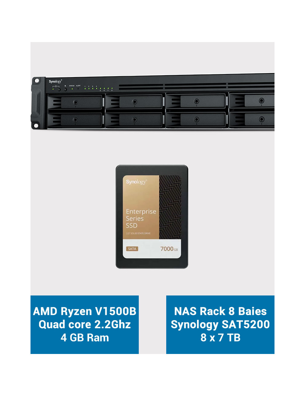 Synology RS1221+ Serveur NAS Rack SAT5200 56To (8x7To)