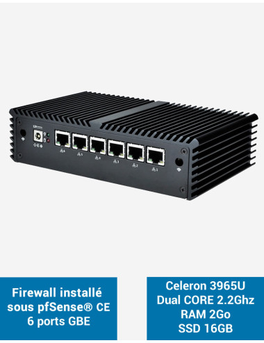 Firewall pfSense® Q5x Celeron 3865U 6 ports Gigabit 2Go SSD 16Go