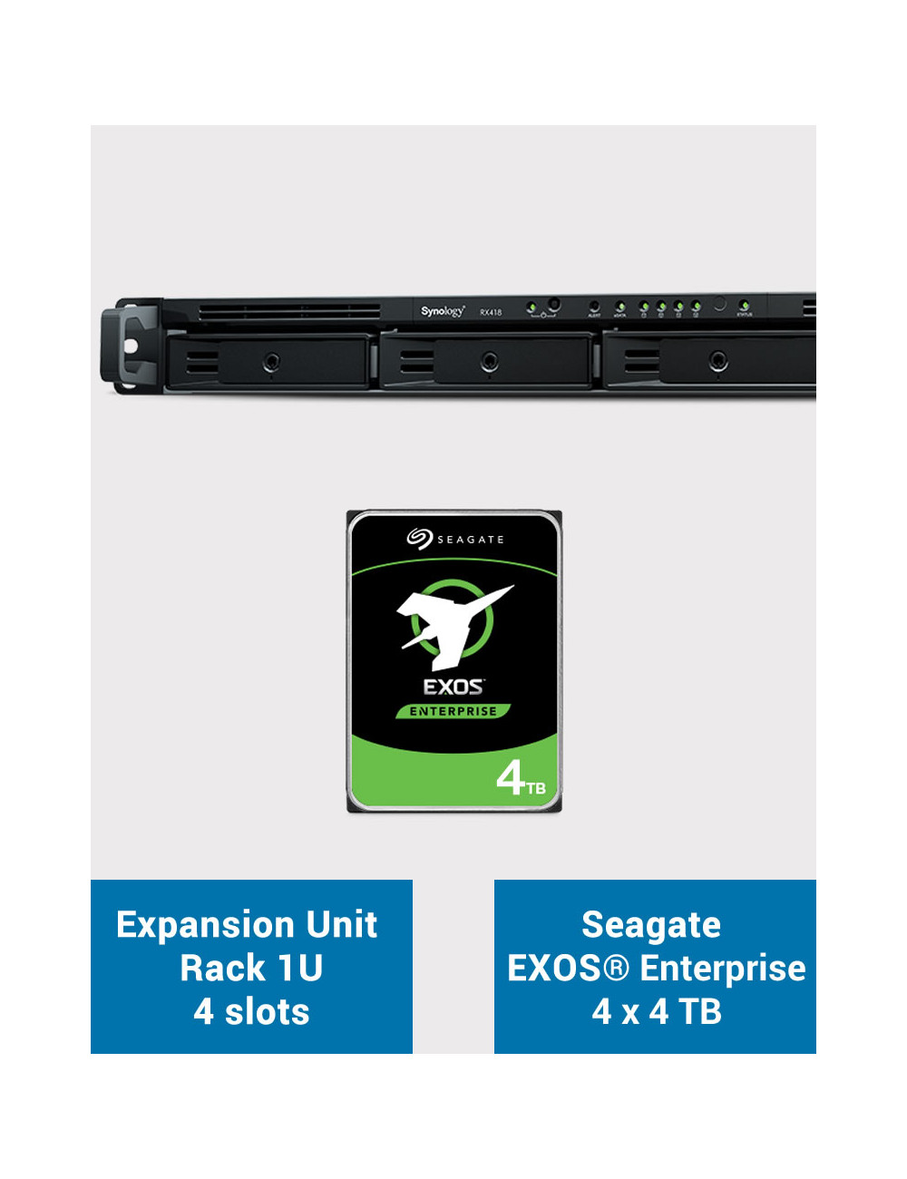 Synology RX418 Unité d'extension Rack 1U EXOS Enterprise 16To (4x4To)