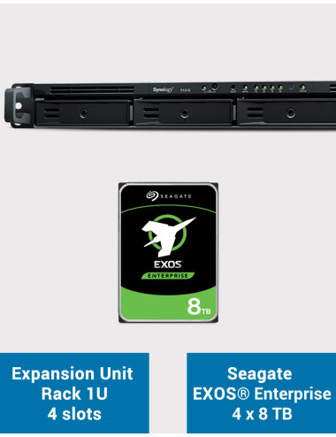 Synology RX418 Unidad de expansión Rack 1U EXOS Enterprise 32TB (4x8TB)