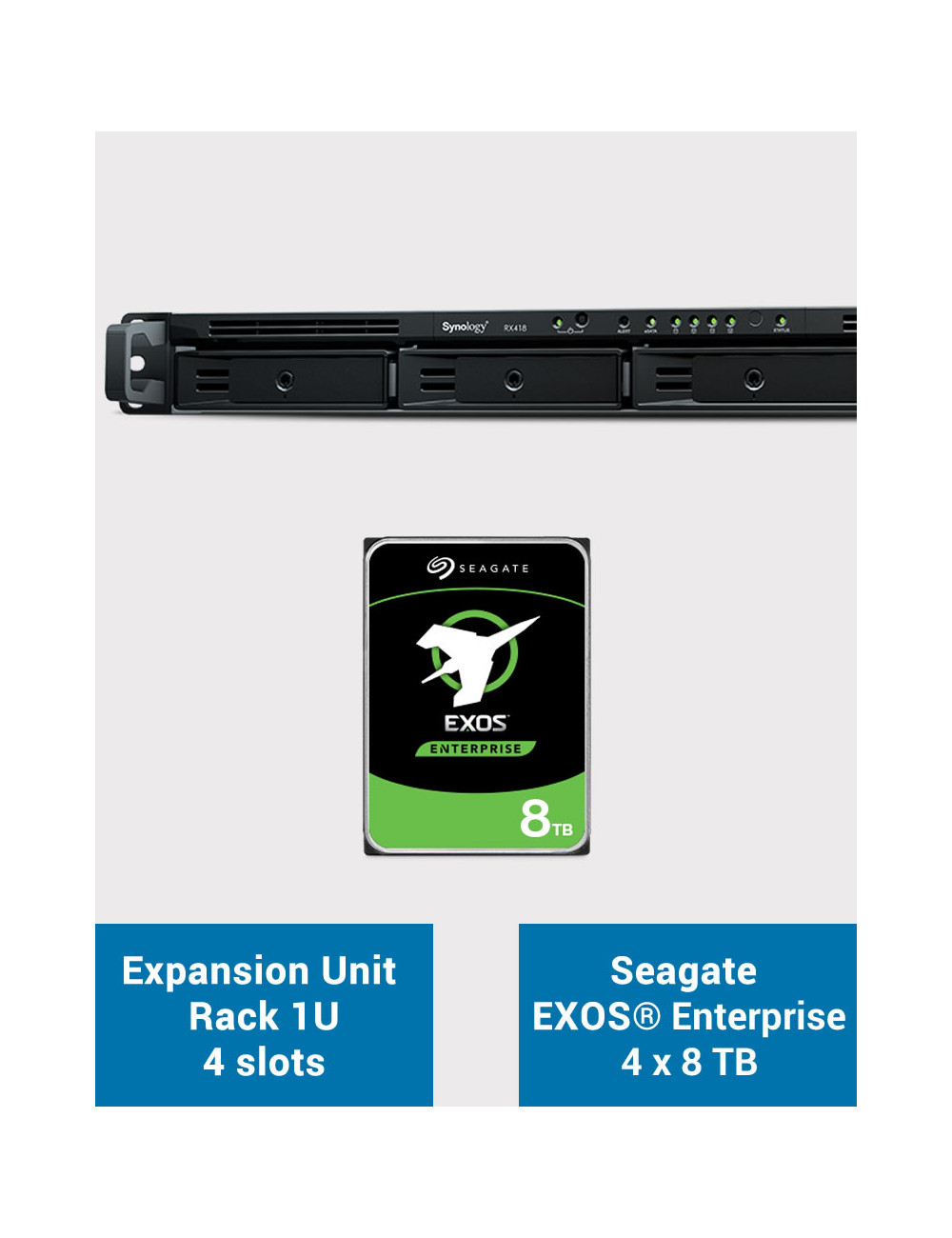 Synology RX418 Unité d'extension Rack 1U EXOS Enterprise 32To (4x8To)