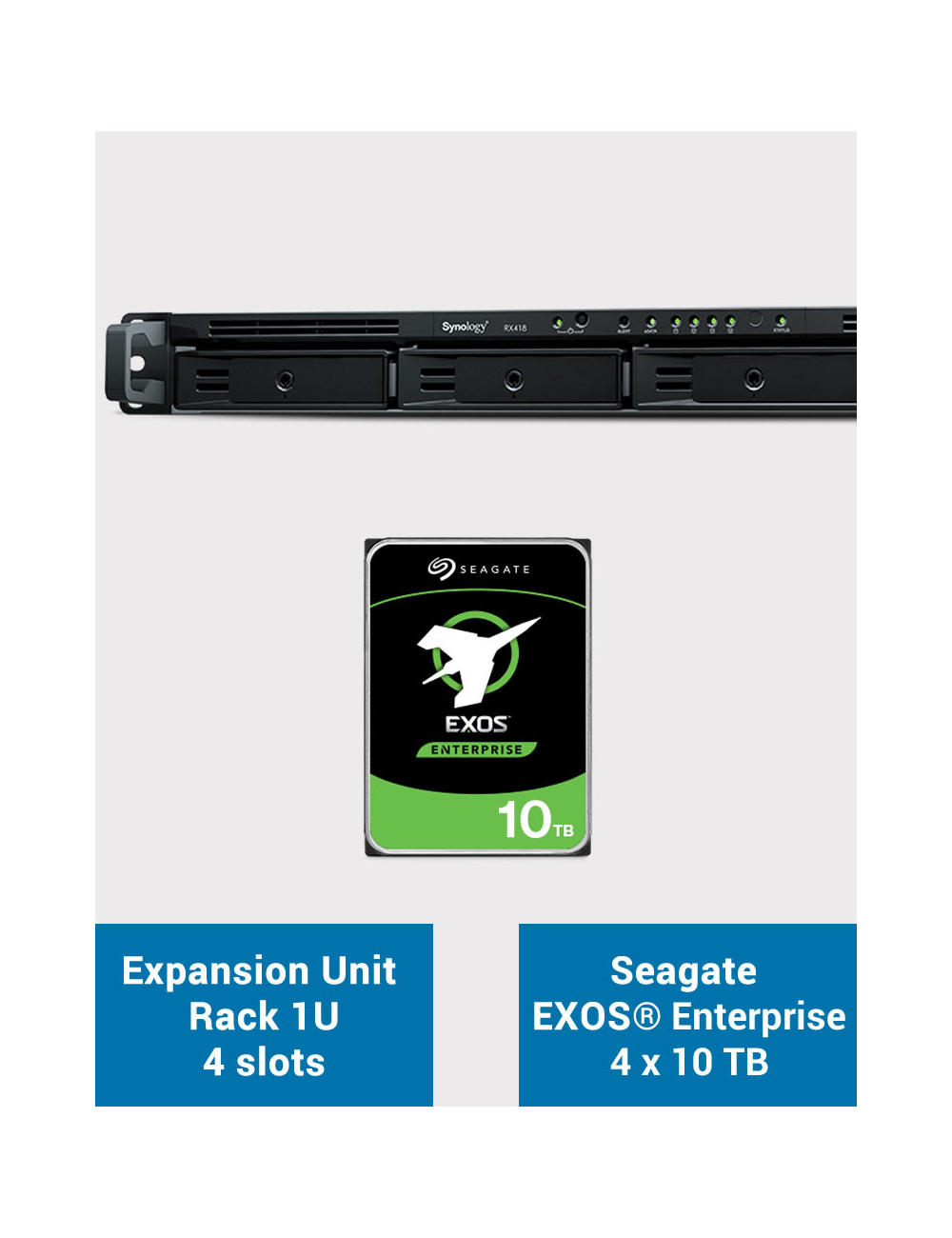 Synology RX418 Unité d'extension Rack 1U EXOS Enterprise 40To (4x10To)